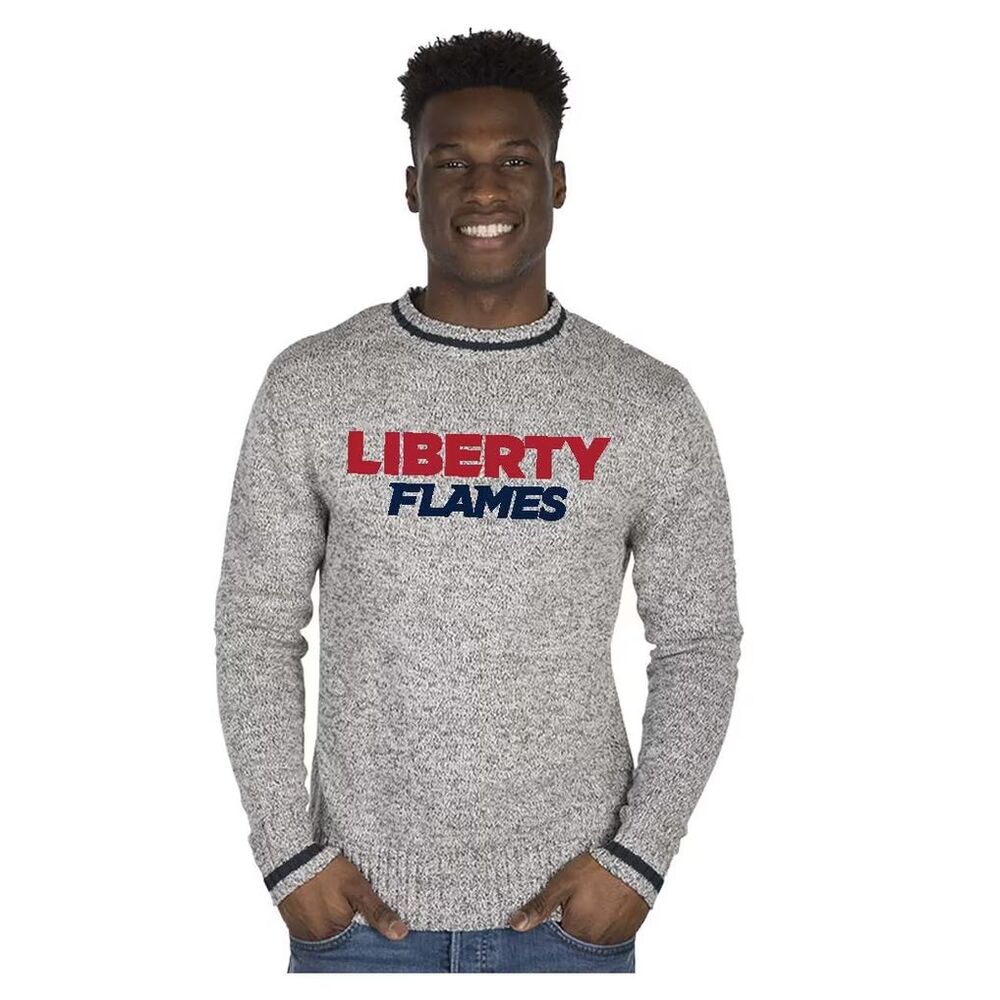 Liberty Flames Brüzer Sweater Mens M Gray Knit Crewneck Pullover NCAA College